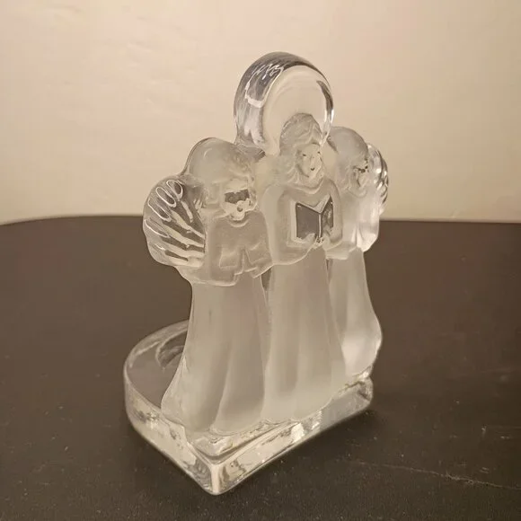 Nybro Swedish Crystal Candle Frosted Glass Angels 5" Christmas Gift Collectable - Picture 9 of 12